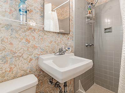 sink and shower in the bathroom