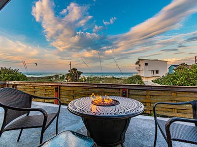 fire pit looking out at the beach